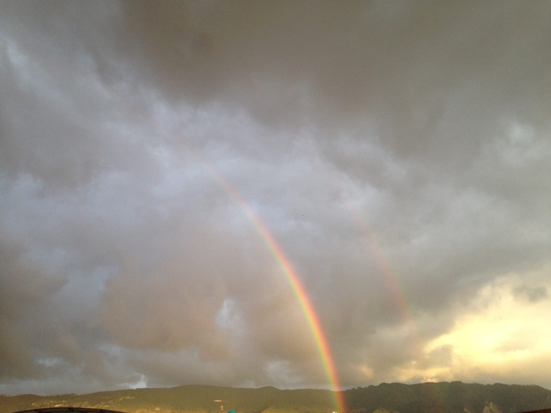 no people, tranquility, rainbow, sky, bogotá, storm, ominous, meteorology, overcast, 2K, environment, tranquil scene, outdoors, multi colored, beauty in nature