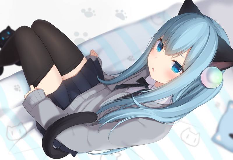 anime, 720P, cat girl, cat ears, anime girls, Amashiro Natsuki