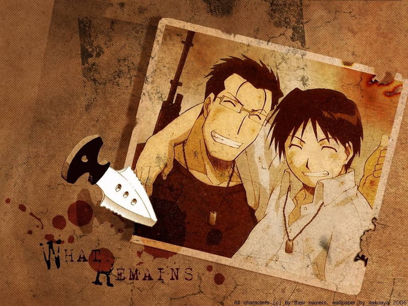 Maes Hughes, anime, Roy Mustang, 480P