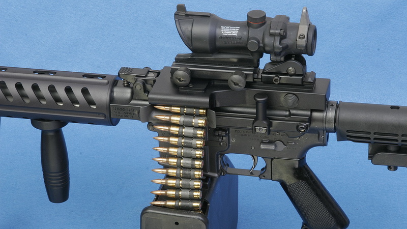 Weapons, metal, indoors, technology, photography themes, tall - high, 1080P, machinery, gun, blue background, blue, day, government, clear sky, no people