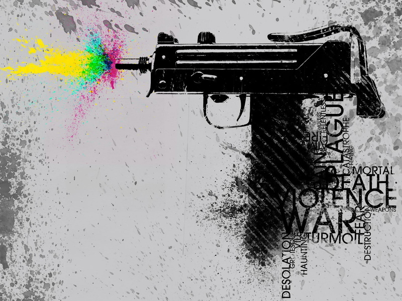 157, illustration, color, machine, micro, Weapons, sub, 720P, black, gun, uzi, vector