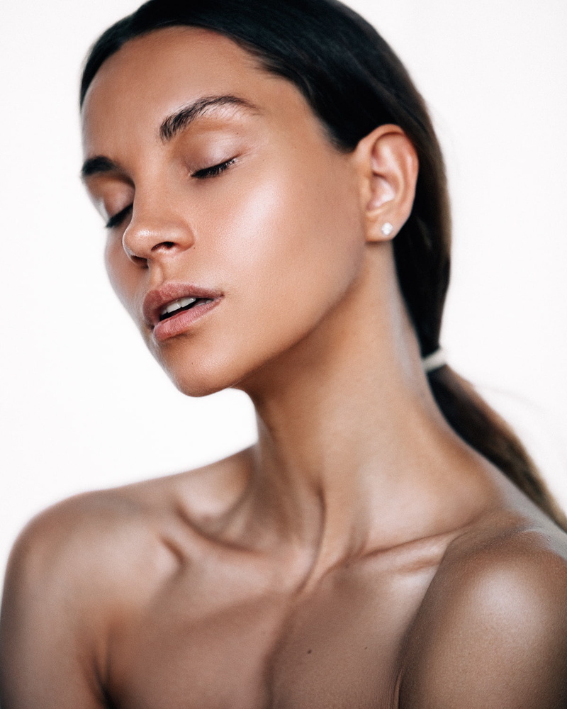Aleksey Trifonov, women, face, 720P, headshot, studio shot, sternum, closed eyes, shirtless, hair, body part, beauty, females, brown hair, human face
