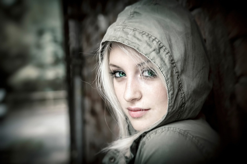 adult, hoods, face, hood - clothing, one person, beauty, child, headshot, teenager, portrait, close-up, females, 1080P, white hair, looking at camera