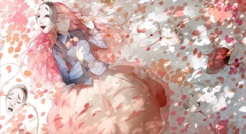 women, celebration, white color, still life, one person, wedding, high angle view, bed, Touhou, 720P, pattern, furniture, Hata no Kokoro, floral pattern