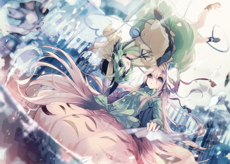 mask, kokoro, 1080P, hair, komeiji, girls, teco, long, hata, eyes, touhou, green, pink, koishi