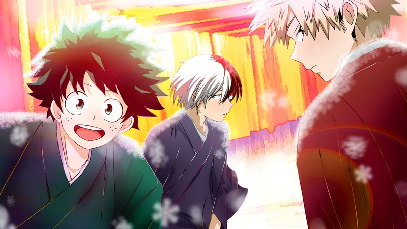 Izuku Midoriya, 2K, My Hero Academia, Shoto Todoroki, Anime, Katsuki Bakugou