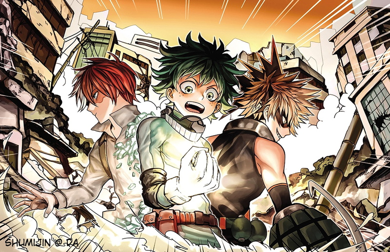multi colored, Anime, indoors, Izuku Midoriya, My Hero Academia, young women, women, hairstyle, Shouto Todoroki, clothing, beautiful woman, representation