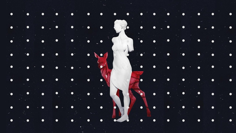 deer, elegance, representation, young adult, pink, s, nature, white color, adult, front view, silk, dress, women, fashion, pattern, indoors, artwork, clothing