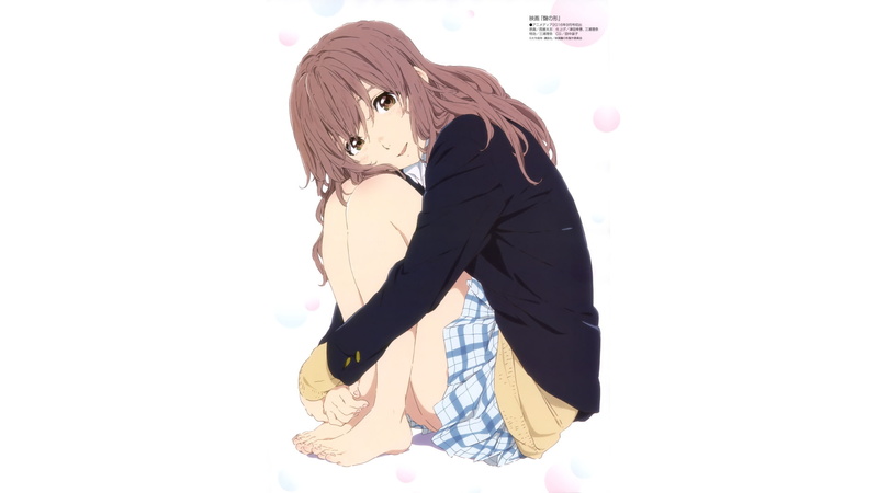 one person, studio shot, lifestyles, Koe No Katachi, indoors, Shouko Nishimiya, side view, hair, three quarter length, Anime, copy space, obscured face