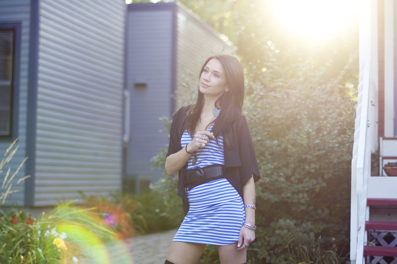 striped, day, white, shorts, 4K, adult, females, beautiful woman, beauty, fashion, Megan Lyn, caucasian Ethnicity, coffee - Drink, contemplation, three quarter length