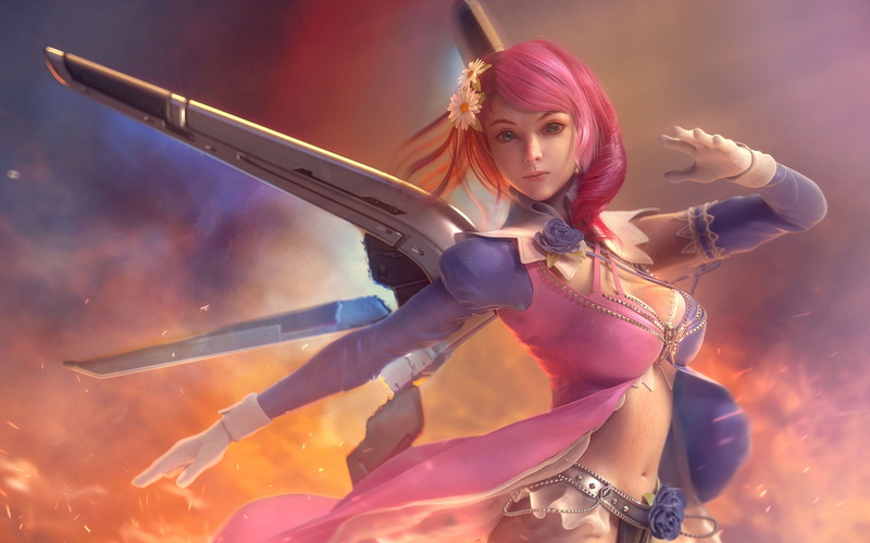 tekken, hair, young adult, weapon, one person, young women, looking at camera, game, fashion, bosconovitch, females, alisa, real people, beauty, wal, hairstyle