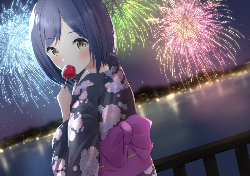 beautiful woman, sky, shizuka rin, sparks, lifestyles, firework, firework display, fireworks, illuminated, one person, 2K, night, young women, firework - man made object
