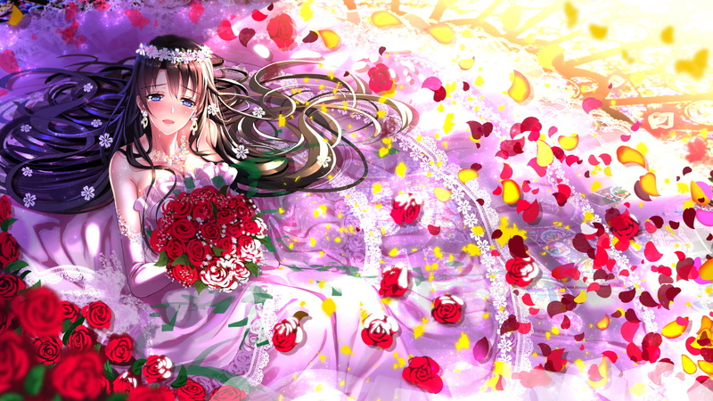 anime, Swordsouls, 1080P, Yahari Ore No Seishun Love Comedy Wa Machigatteiru, Hiratsuka Shizuka, Wedding Dress, Anime Girls, artwork, rose