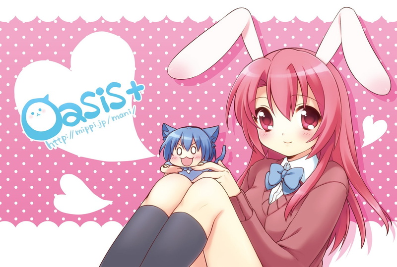 animal, ears, artist, hair, mani, bunny, pink, nekomimi, girls, 720P