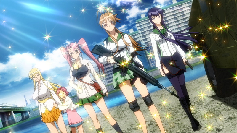 male likeness, Highschool Of The Dead, Weapon, arts culture and entertainment, illuminated, architecture, Saya Takagi, low angle view, Pink Hair