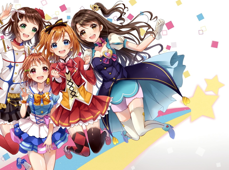 Uzuki Shimamura, Crossover, Honoka Kousaka, Haruka Amami, Chika Takami, Anime, Love Live!, The iDOLM@STER, 1080P