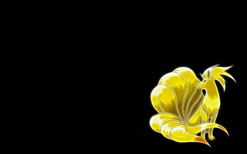 1080P, anime, ninetales, black background, background, ninetailed, black, fox