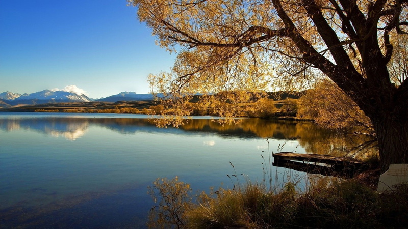 hd, lake, idyllic, tree, no people, beauty in nature, small, day, wallpap, mountain, photography, autumn, non-urban scene, sky, tranquil scene, plant, 1080P