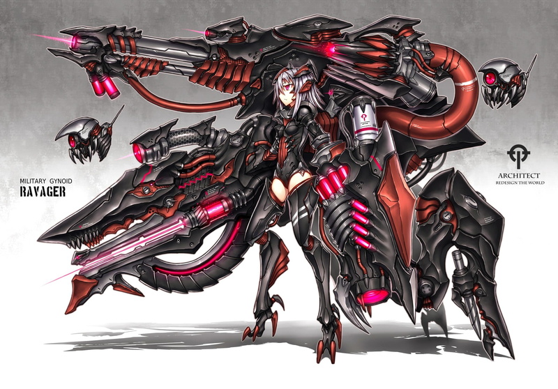 ravager, mecha, weapon, armor, anime, 1080P
