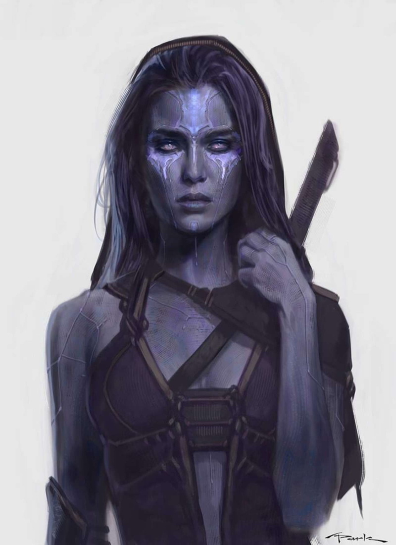 Gamora, purple skin, concept art, 720P, Guardians of the Galaxy