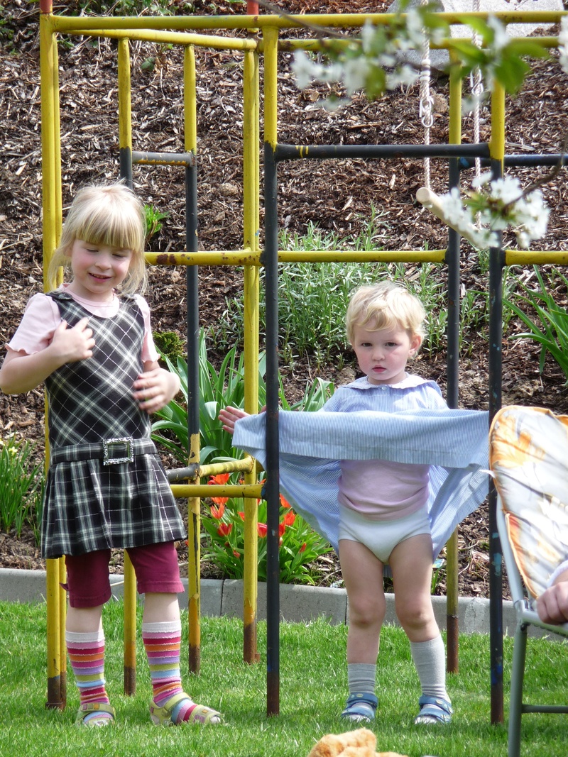 outdoors, girl, males, childhood, plant, playground, people, child, dresses, play, men, innocence, standing, children, real people, blond, leisure, day