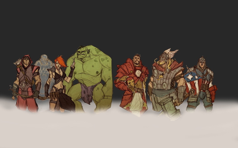 iron, drawing, hawkeye, avengers, 720P, captain, hulk, man, america, hd, cartoon/comic, thor, the