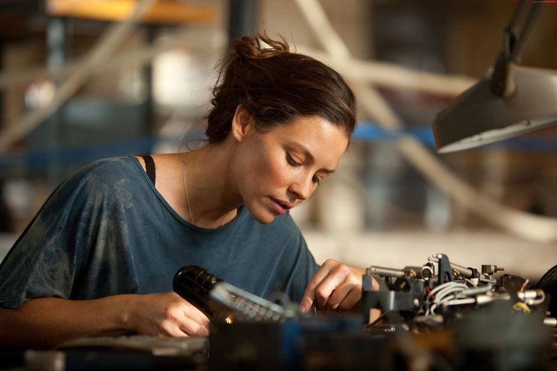 craft, brown hair, preparation, concentration, expertise, skill, actress, making, indoors, young adult, adult, repairing, industry, occupation, Evangeline Lilly