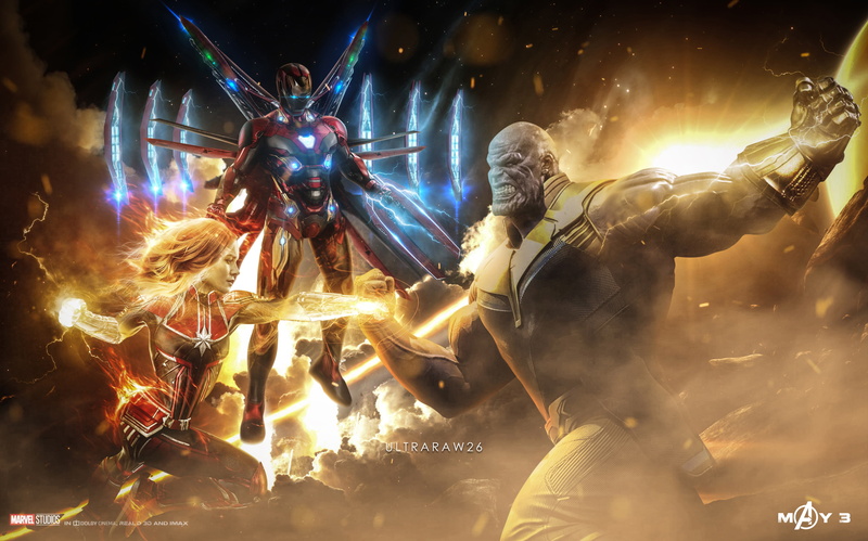Thanos, Captain Marvel, Iron Man, The Avengers, 4K, Avengers Endgame