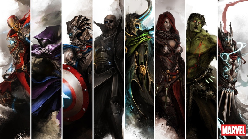 arrow comics heroes medieval artwork the avengers iron man hawkeye nick fury black widow anime thor loki captain america hulk panels, 1080P