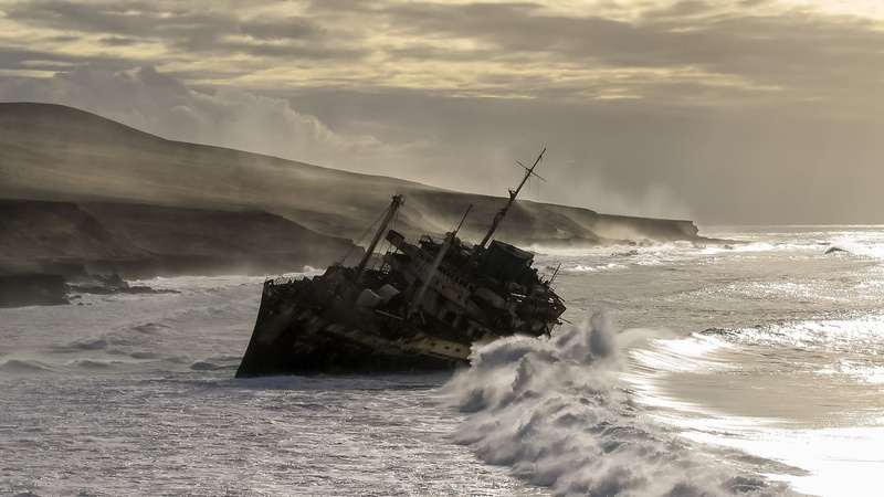shipwreck, atlantic ocean, Canary Islands, 1080P, American Star, Fuerteventura, Pedro Lopez Batista