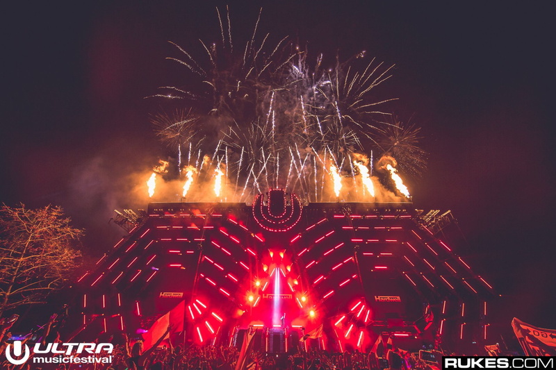 1080P, DJ, Miami, Night, Robbert van de Corput, Hardwell, Crowd, Ultra Music Festival, Fireworks, Music, Festival, Red