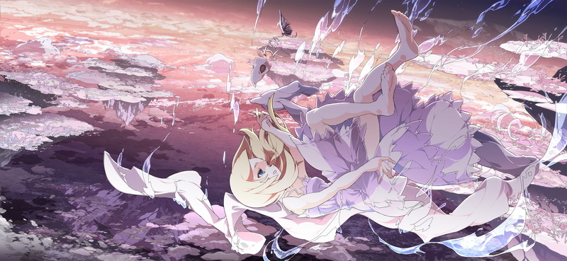 rock - object, frozen, blonde, digital composite, falling, 2K, anime girls, ice, art and craft, beauty in nature, creativity, outdoors, solid, architecture