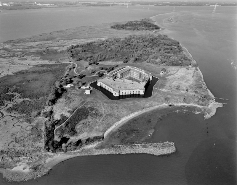 Fort Delaware State Park, high angle view, built structure, old, building exterior, fort delaware, rock, black, state, architecture, park, tourism, nature