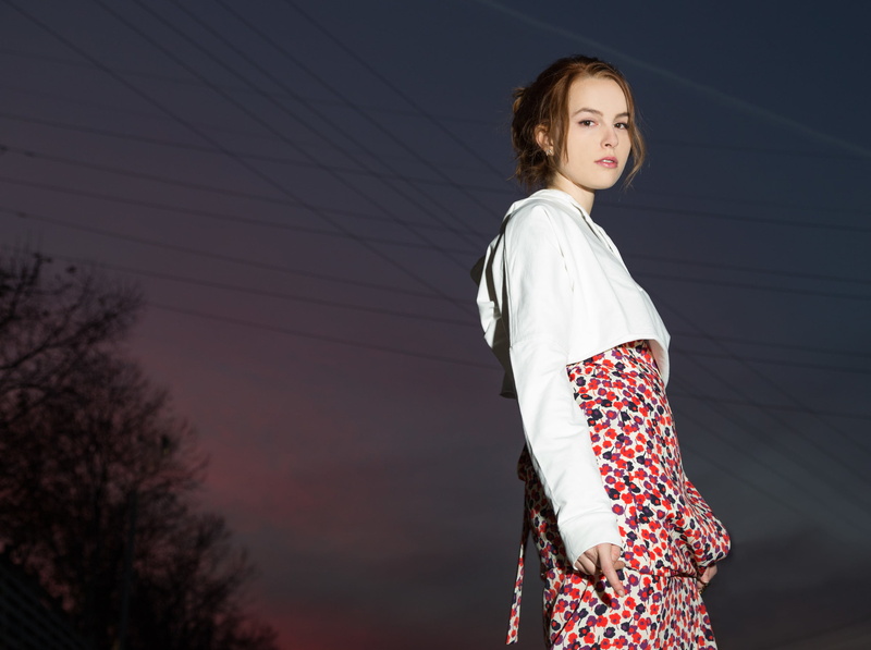 sky, dark, singer, trees, Bridgit Mendler, women outdoors, women, long hair, 1080P, wires, chemtrails, actress