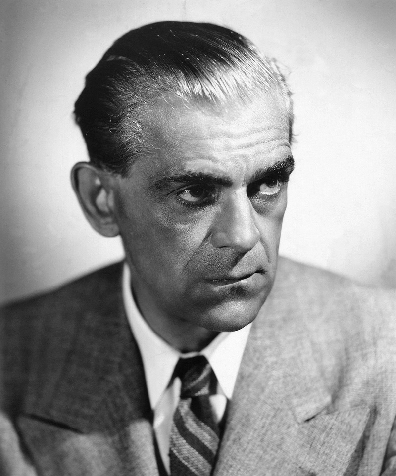 black and white, boris karloff, frankenstein, monster, contemplation, business, businessman, hollywood, males, mature men, front view, one person, real people