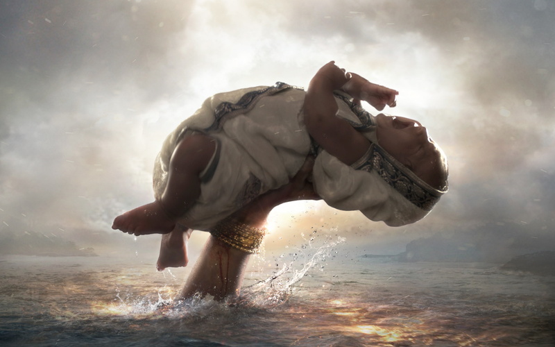 2K, leisure activity, splashing, sky, women, outdoors, young adult, nature, side view, beauty in nature, real people, one person, Bahubali, cloud - sky