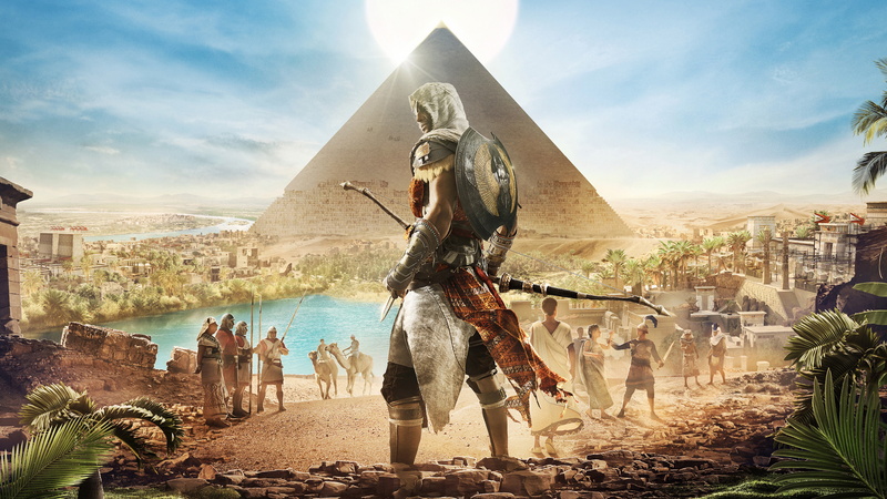 building exterior, real people, hd, ps games, sky, outdoors, group of people, assassins creed, 4K, assassins creed origins, built structure, city, sculpture