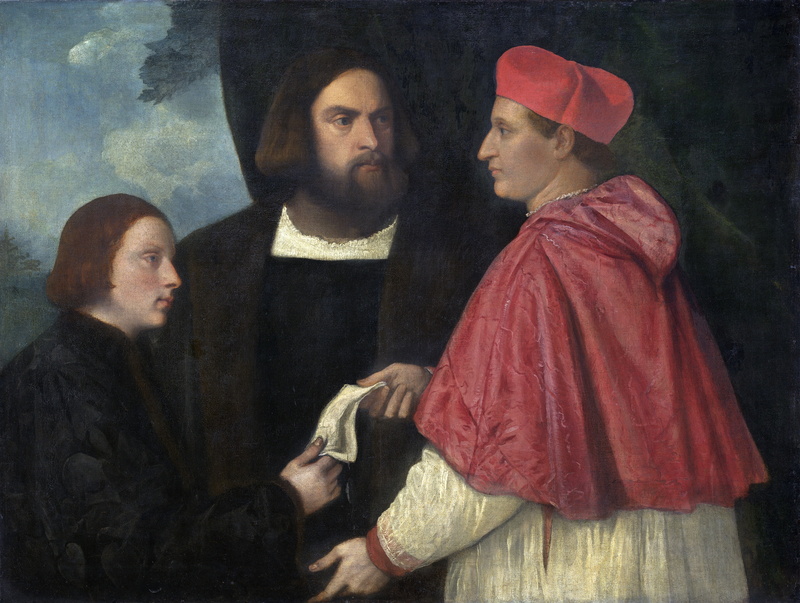 Titian and his apprentices, 2K, Girolamo and cardinal Marco, 1520 approx.