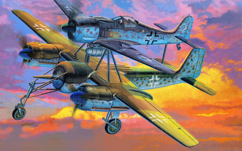 airplane, mistel, war aircraft, aircraft, wulf, fw, fighter aircraft, focke, 2K