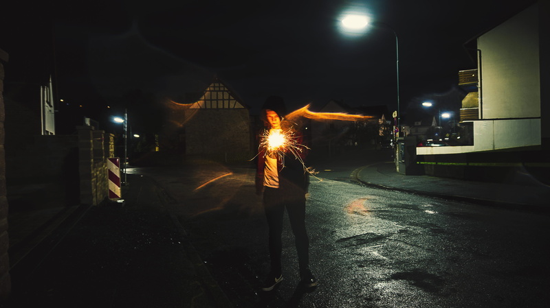 bad soden-salmünster, motion, one person, outdoors, street light, new year, street, long exposure, rear view, night, illuminated, built structure, germany