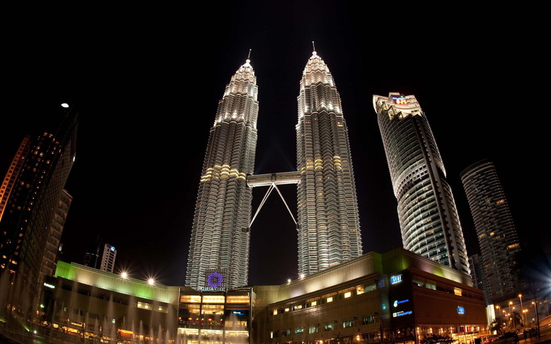 towers, rise, buildings, view, high, petronas, night, travel and world, 1080P