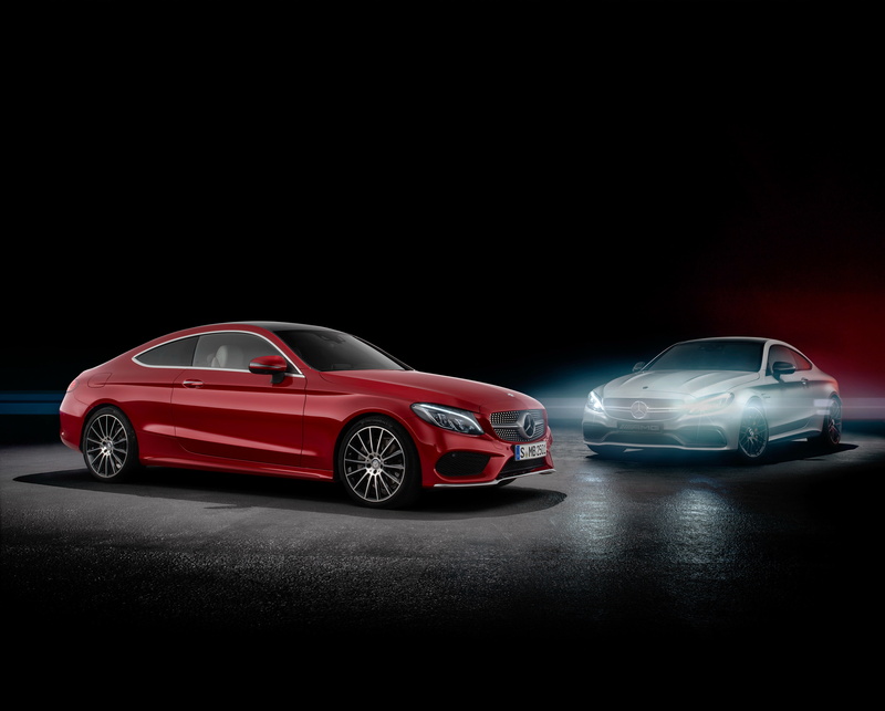 4K, Mercedes-Benz, C-Class, black background, C205, Coupe, Mercedes