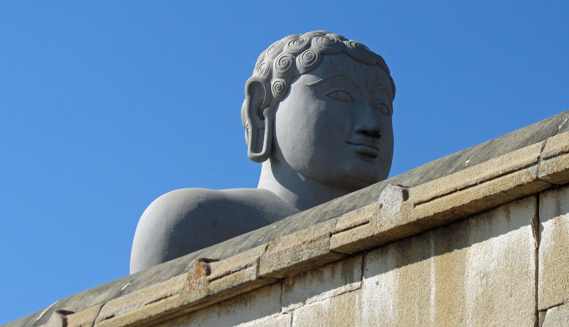 shravanbelagola, sky, creativity, clear sky, day, no people, low angle view, 4K, blue, craft, gomateshvara, stone material, india, nature, the past, art and craft