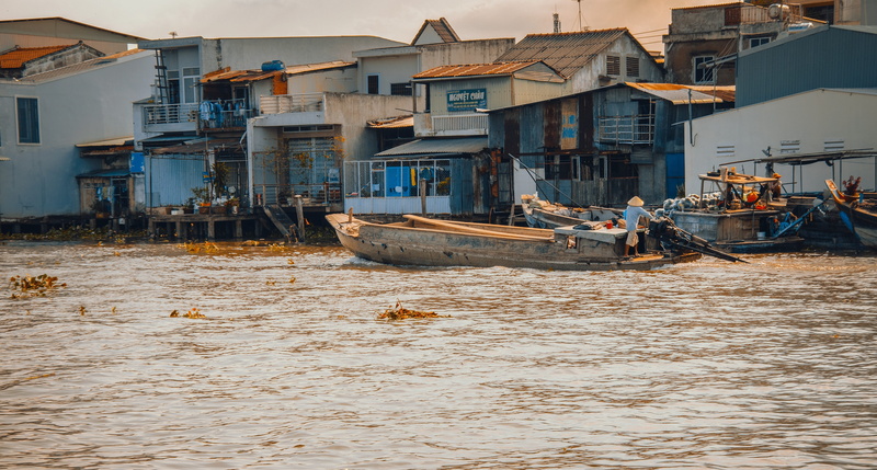 sailboat, 4K, rippled, nature, mekong river, canal, sea, travel, nice, water, day, building, tien giang province, waterfront, floating market, vietnam