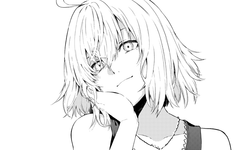 short hair, Jeanne (Alter) (Fate/Grand Order), Mobile Game, Fate Series, anime girls, 1080P, Fate/Grand Order, Avenger (Fate/Grand Order), monochrome
