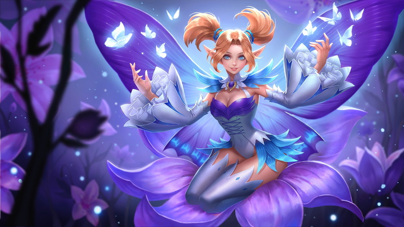 girl, Mobile Arena, wings, magic, 1080P, art, smile, butterfly, the game, Krixi, flowers, ROV, fake