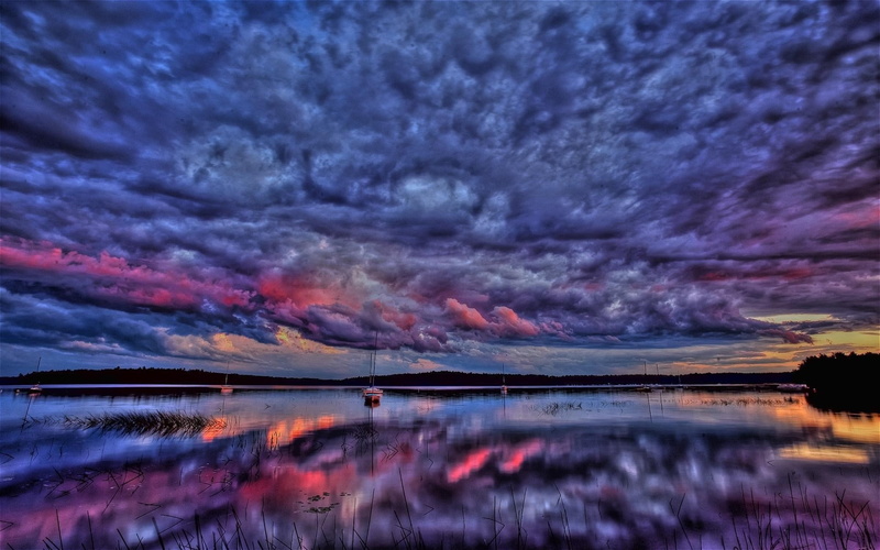 dramatic sky, 1080P, cloud - sky, nature, beauty in nature, reflection, sky, water, tranquility, scenics - nature, sea, sunset, long exposure, no people