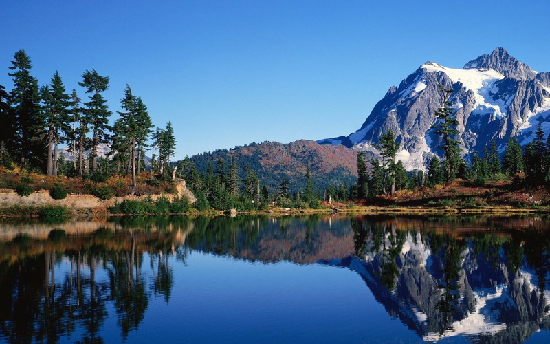 tranquility, reflection, mountain, day, nature, beauty in nature, outdoors, sky, water, mountain range, plant, nature hd picture for pc 1920x1200, travel destinations