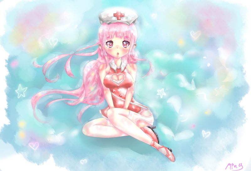 redeyes, nurse, 4K, pinkhair