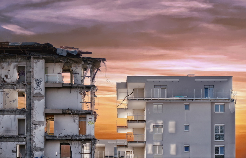 5K, industry, klagenfurt, building, sky, transience, communication, orange color, decay, demolition, cloud - sky, construction, architecture, built structure